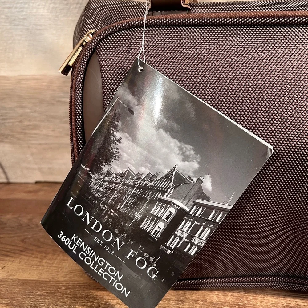 London Fog Kensington 360 17” Deluxe Cabin Bag NWT Brown Carry On Weekender Tote - Picture 8 of 16